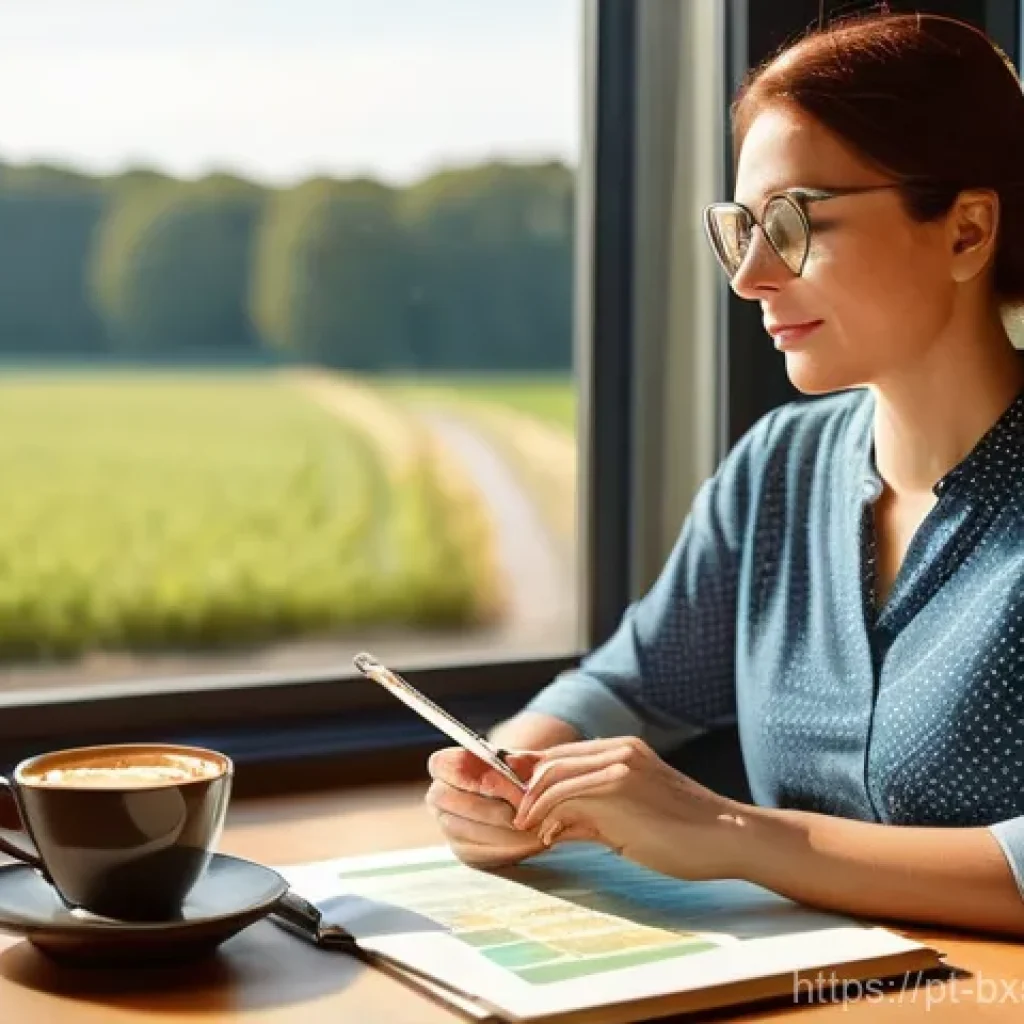 출구 전략을 위한 재무 계획 수립하기 - **Prompt:** A serene and hopeful adult woman, elegantly dressed, sits at a modern wooden desk bathed...