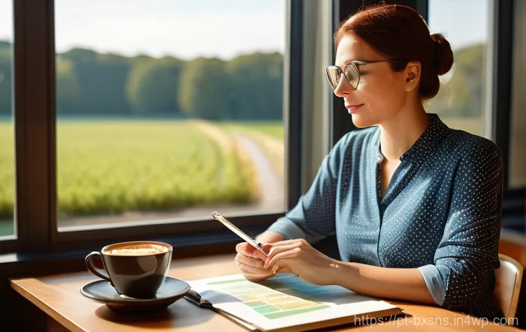 출구 전략을 위한 재무 계획 수립하기 - **Prompt:** A serene and hopeful adult woman, elegantly dressed, sits at a modern wooden desk bathed...