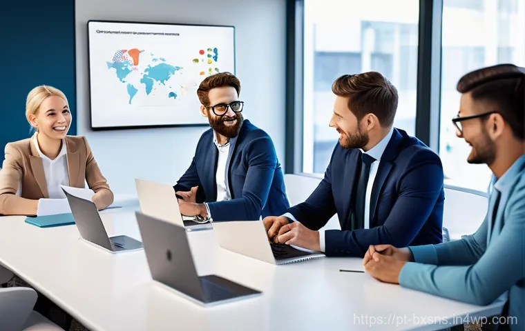 출구 전략 수립 시 협업 도구 활용법 - **Prompt 1: Efficient Digital Due Diligence in a Virtual Data Room**
    "A diverse group of five bu...